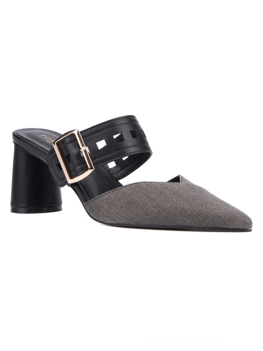 NWOB Torgeis Verona Heel Mule, Grey Denim & Faux Leather, Sz 9
